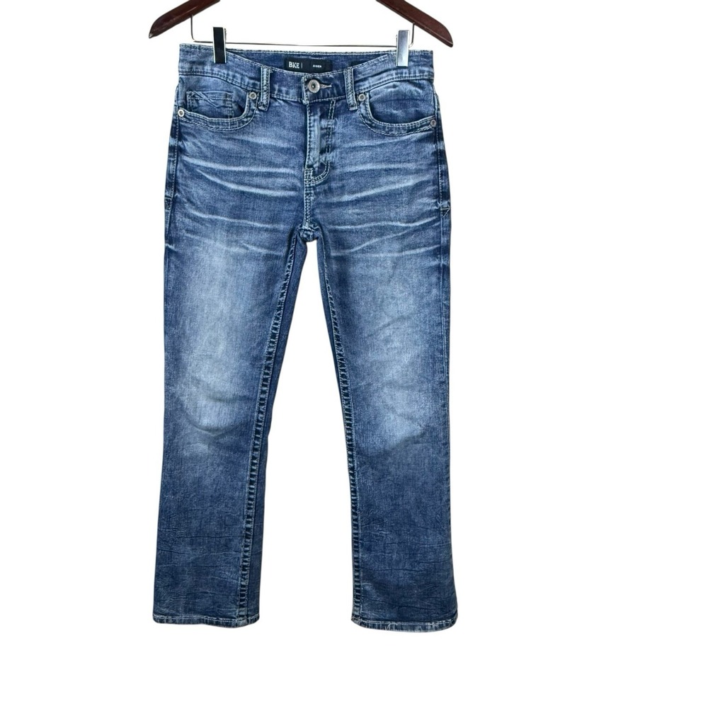 BKE Aiden Jeans Mens 29x30 Blue Straight Leg Stretch Denim Whiskers